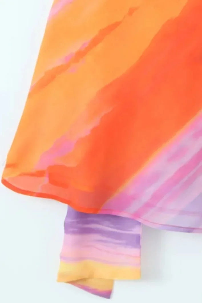 Orange Ombre Halter Mini Dress – Asymmetric Party Dress | Meave & Ivy