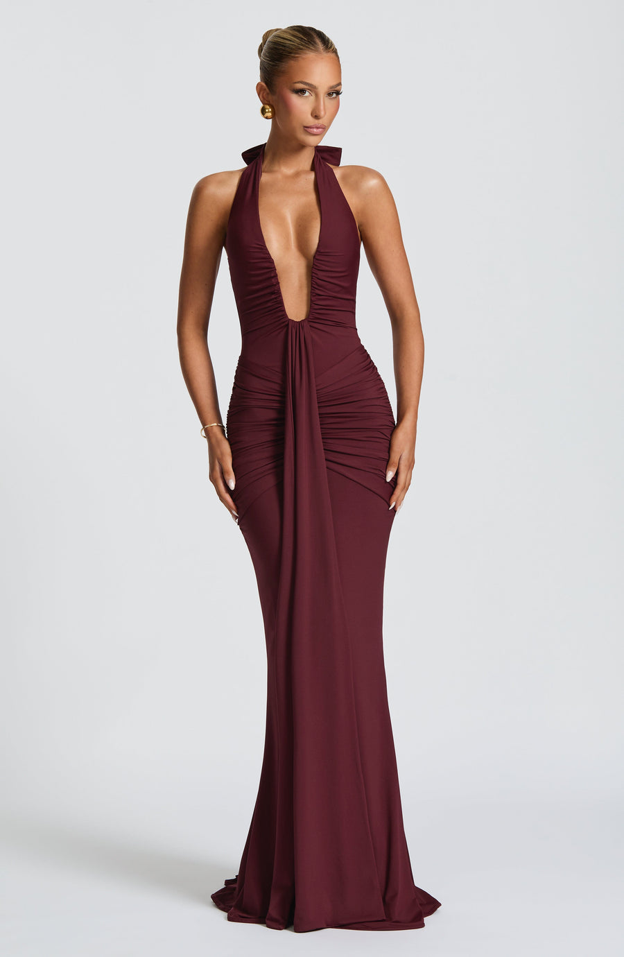 Black Slinky Maxi Dress – Elegant Train Evening Gown | Meave & Ivy