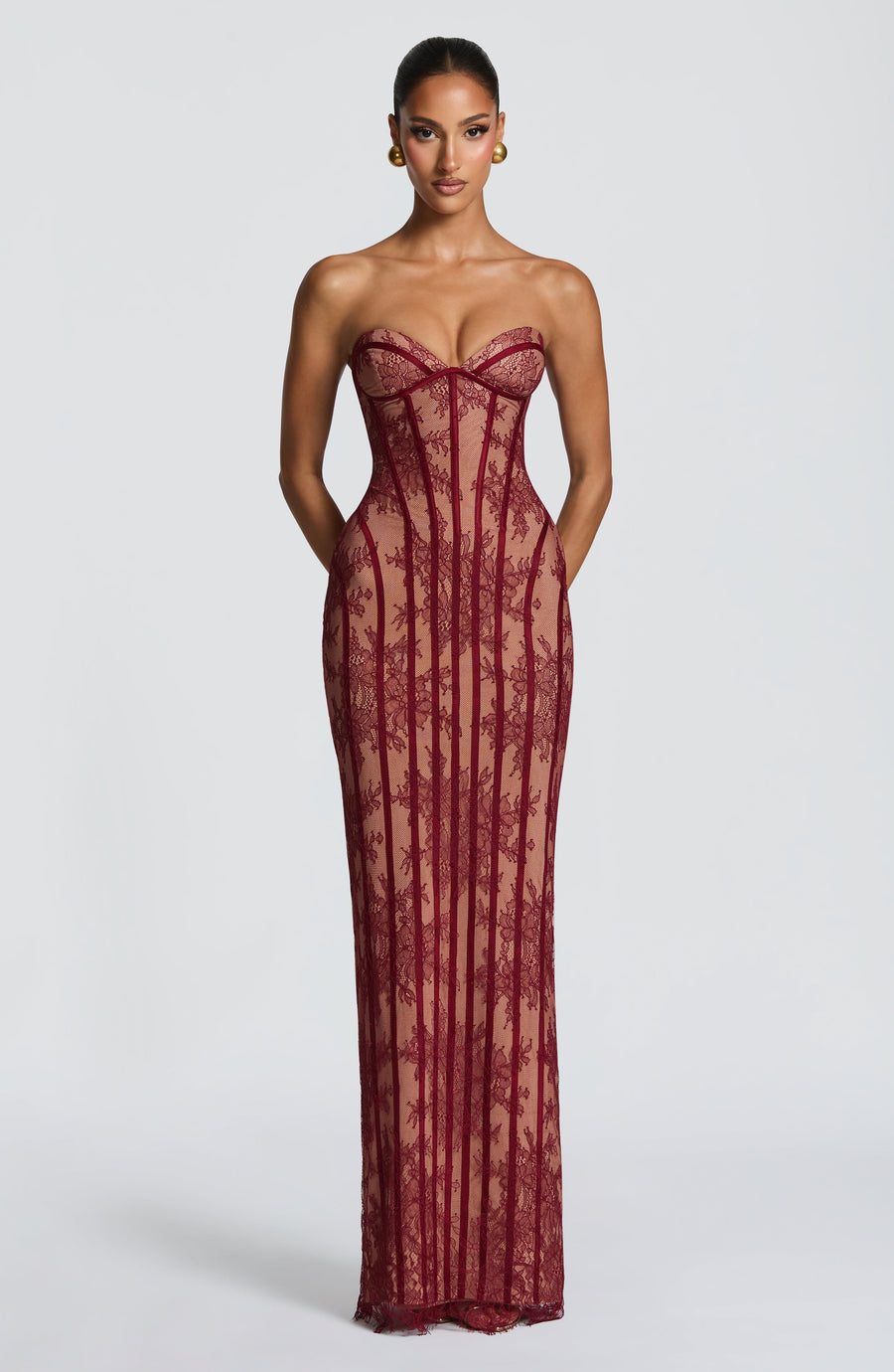 Burgundy Satin Maxi Dress – Elegant Evening Dress | Meave & Ivy