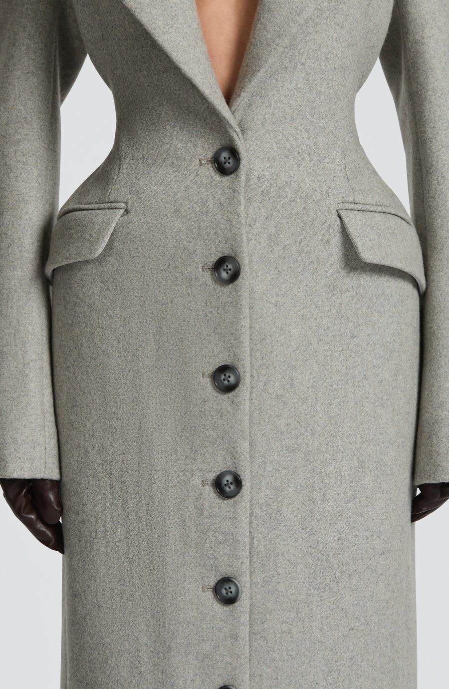 Light Grey Wool-Blend Overcoat – Elegant Long Coat | Meave & Ivy
