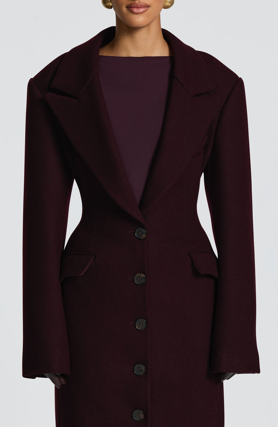 Plum Wool-Blend Overcoat – Elegant Long Coat | Meave & Ivy